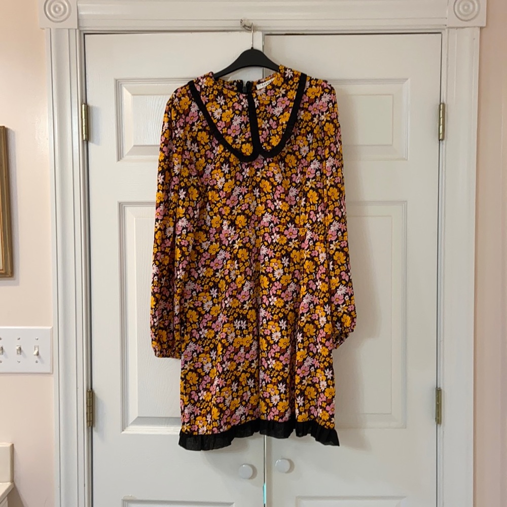 Top shop Mini dress with vintage style collar floral print size 12